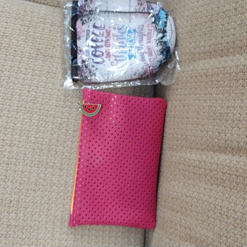 EUC Ipsy Watermelon Makeup Bag and NWT Drink Cozy